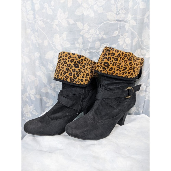 Max Collection Faux Suede & Animal Print Bootie 10 - Picture 1 of 4